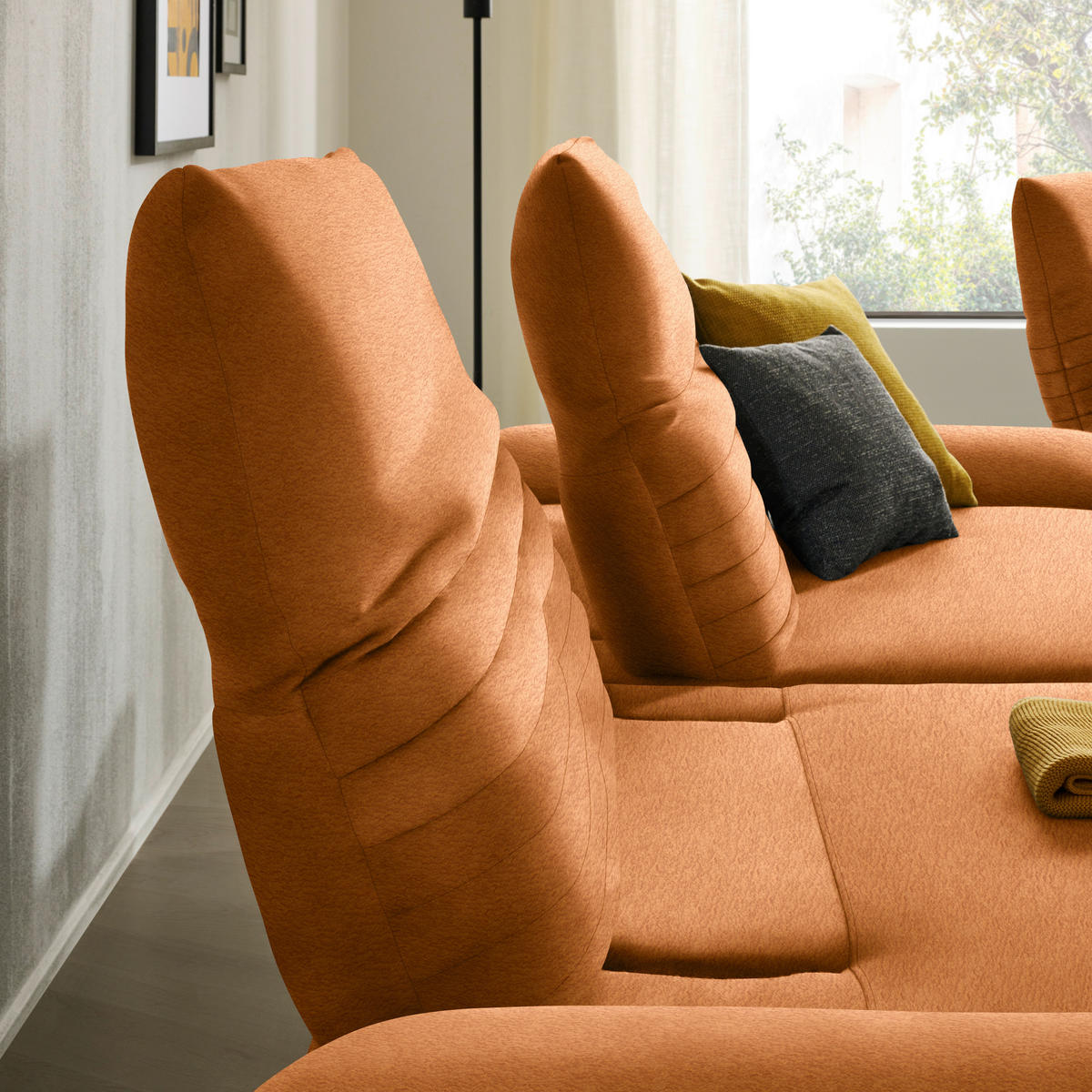 ECKSOFA  in Teddystoff Cognac  170-195/280 cm  - Cognac/Schwarz, Design, Textil/Metall (170-195/280cm) - Dieter Knoll