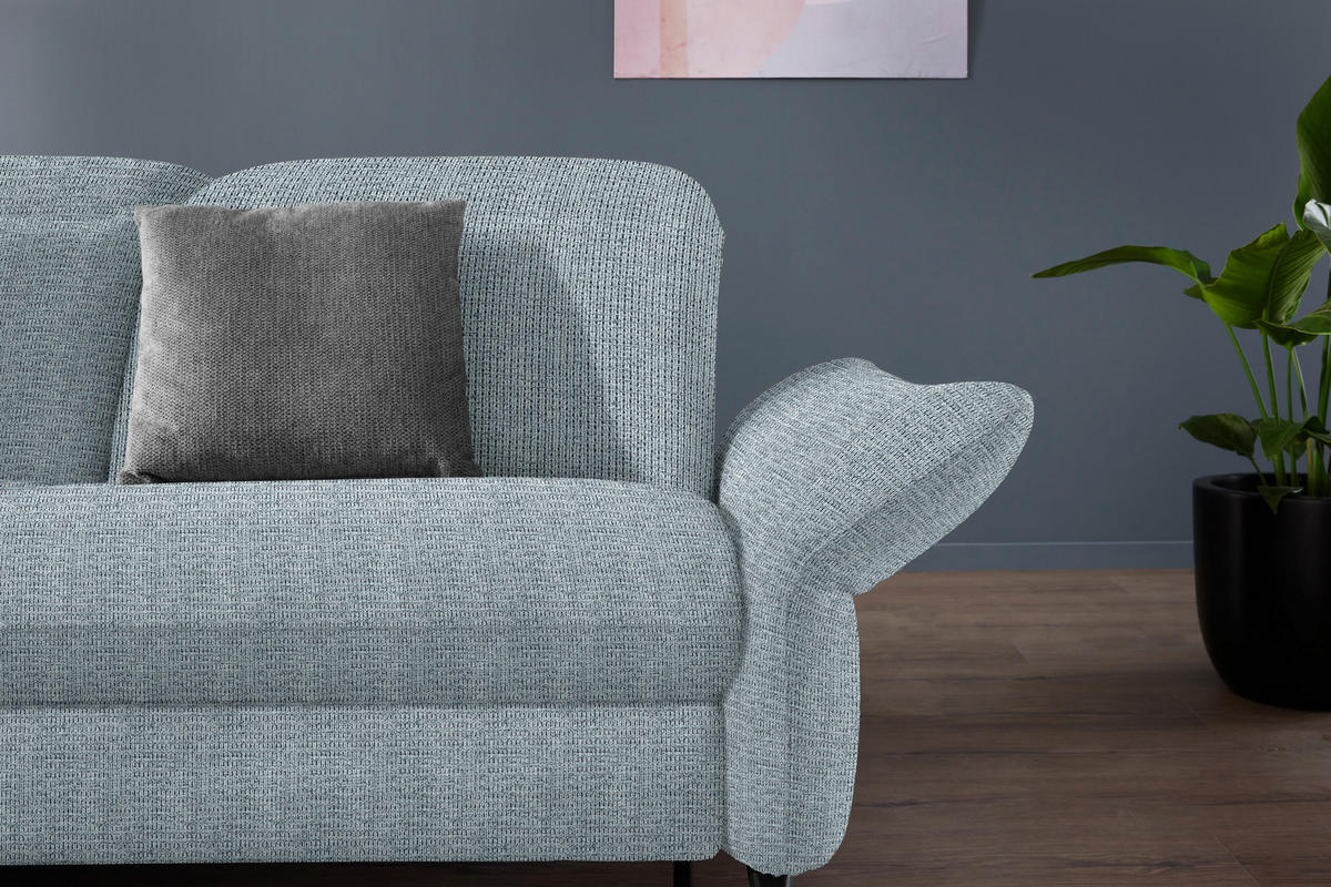 ECKSOFA in Flachgewebe Hellblau  - Schwarz/Hellblau, Design, Textil/Metall (233/299-313cm) - Dieter Knoll