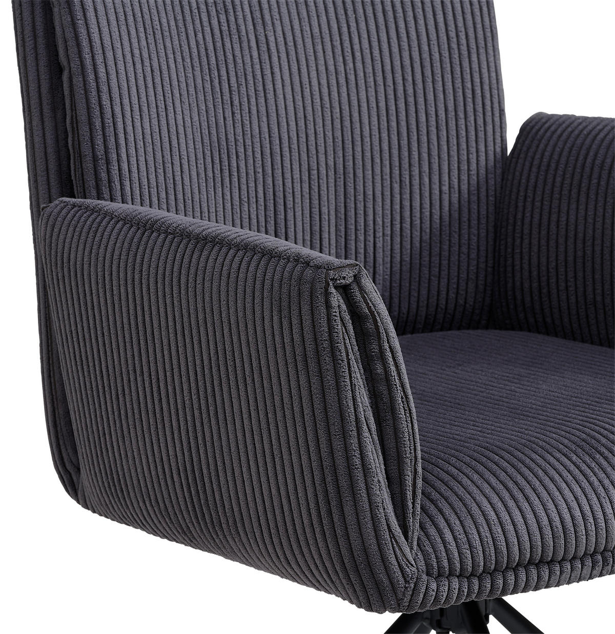 ARMLEHNSTUHL  in Eisen Cord  - Anthrazit/Schwarz, MODERN, Textil/Metall (65/90/62cm) - MID.YOU