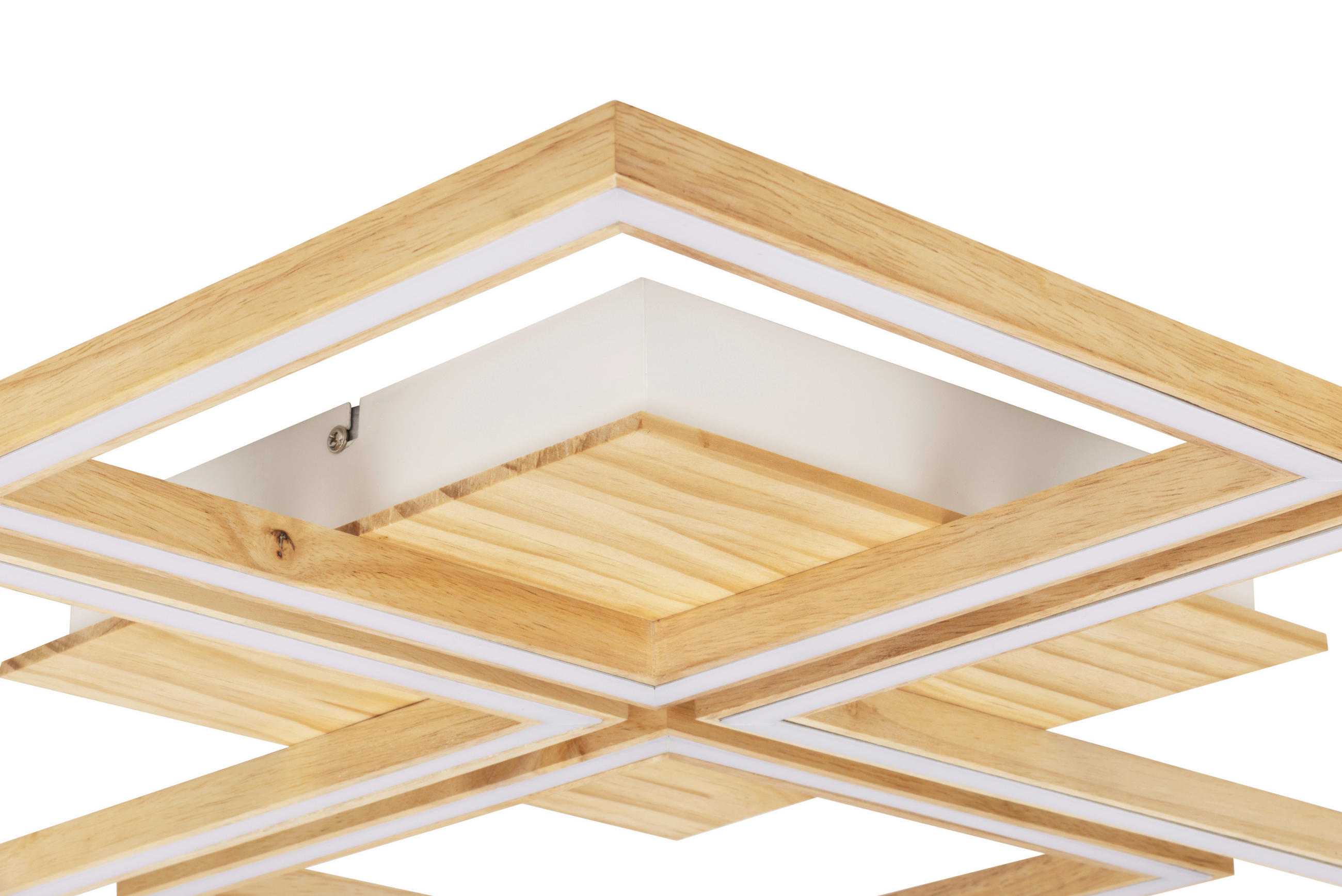 STROPNÉ LED SVIETIDLO, 75,5/75,5/5 cm - biela, Lifestyle, kov/drevo (75,5/75,5/5cm) - Novel