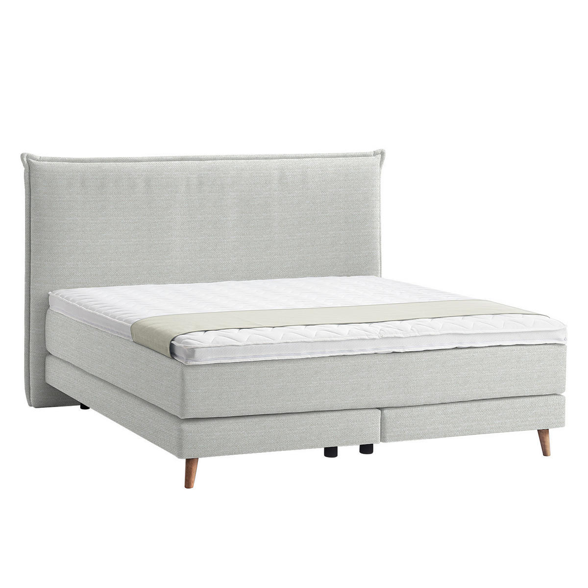 BOXSPRINGBETT 140/200 cm  in Hellgrau  - Eichefarben/Hellgrau, Design, Holzwerkstoff/Textil (140/200cm) - home24
