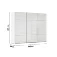SCHWEBETÜRENSCHRANK 242/223/68 cm 3-türig Weiß  - Alufarben/Weiß, KONVENTIONELL, Glas/Holzwerkstoff (242/223/68cm) - Novel