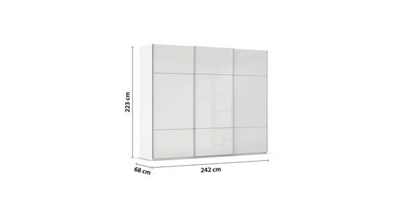 SCHWEBETÜRENSCHRANK 242/223/68 cm 3-türig Weiß - Alufarben/Weiß, KONVENTIONELL, Glas/Holzwerkstoff (242/223/68cm) - Novel