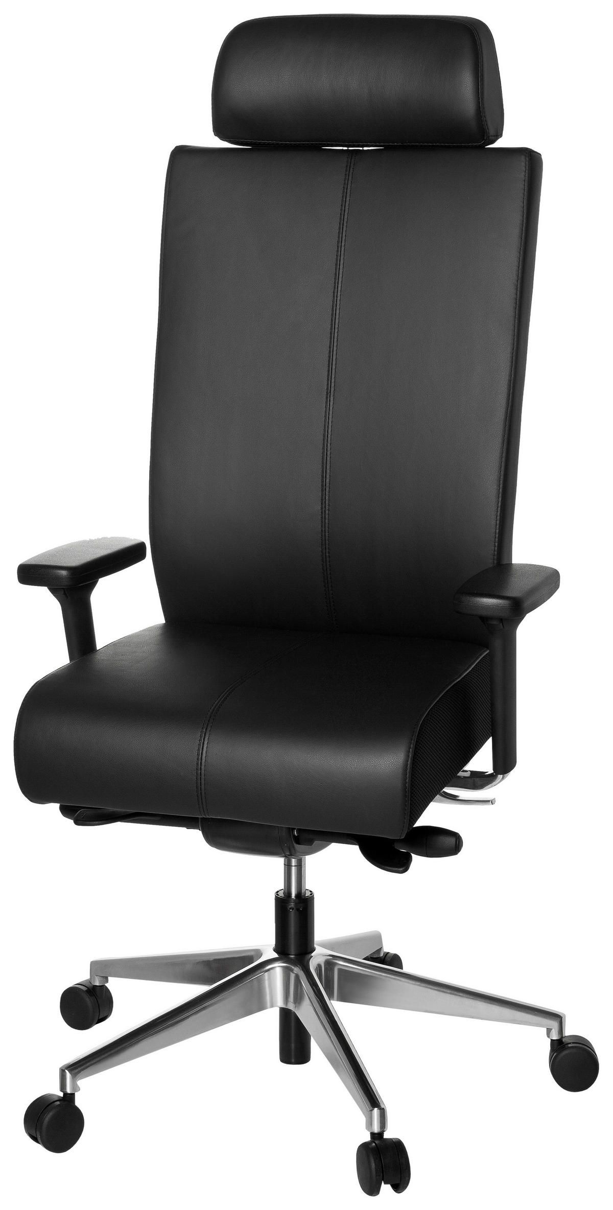 DREHSTUHL Lederlook Schwarz  - Silberfarben/Schwarz, MODERN, Leder/Kunststoff (59/138/49cm) - MID.YOU