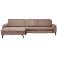 ECKSOFA in Cord Altrosa  - Schwarz/Altrosa, Design, Textil/Metall (178/302cm) - Beldomo Style