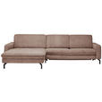 ECKSOFA Altrosa Cord  - Schwarz/Altrosa, Design, Textil/Metall (178/302cm) - Carryhome