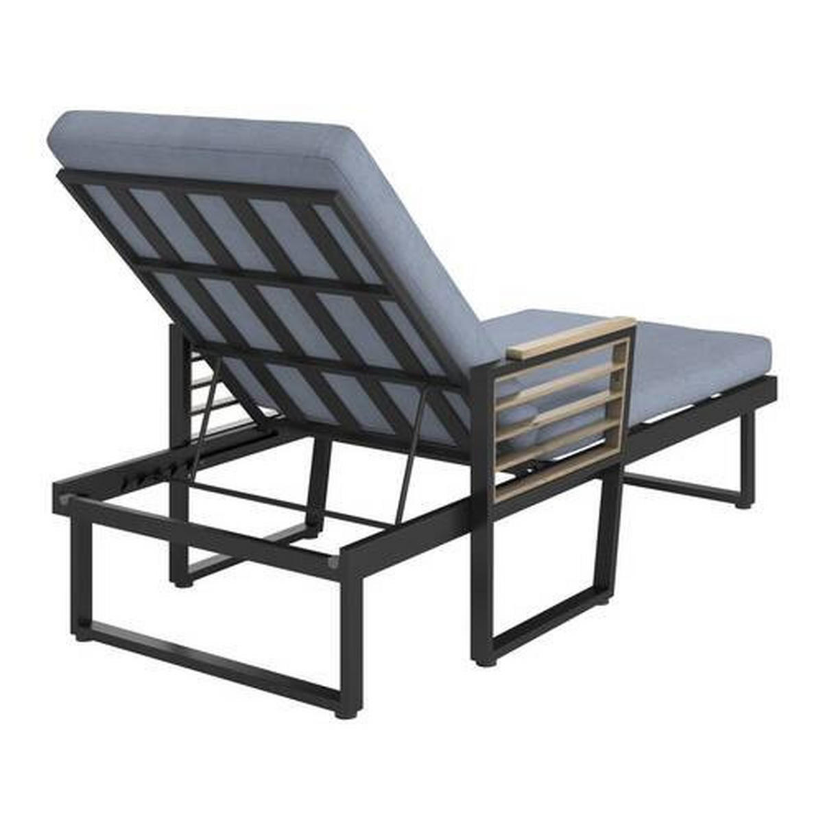SONNENLIEGE 77/101/200 cm Teakholz  - Schwarz, MODERN, Holz/Metall (77/101/200cm) - Ambia Garden
