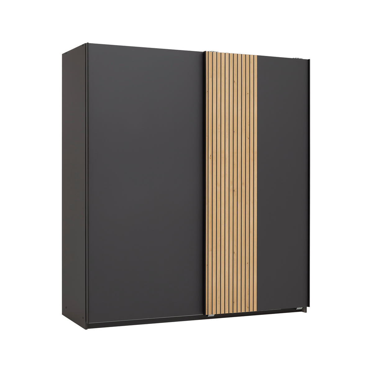 GARDEROB MED SKJUTDÖRRAR 180/198/65 cm 2-dörrar - grafitfärgad/svart, Klassisk, metall/trämaterial (180/198/65cm) - Carryhome