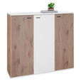 SCHUHSCHRANK 132/118/37 cm  - Eichefarben/Anthrazit, Design, Holzwerkstoff/Metall (132/118/37cm) - Voleo