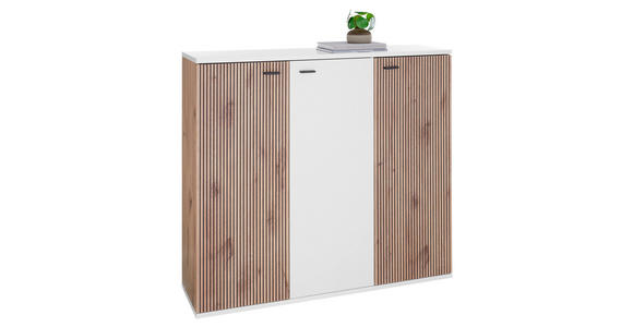 SCHUHSCHRANK 132/118/37 cm - Eichefarben/Anthrazit, Design, Holzwerkstoff/Metall (132/118/37cm) - Voleo