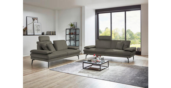 3-SITZER-SOFA in Velours Grau - Beige/Schwarz, Design, Textil/Metall (222/89/104cm) - Dieter Knoll