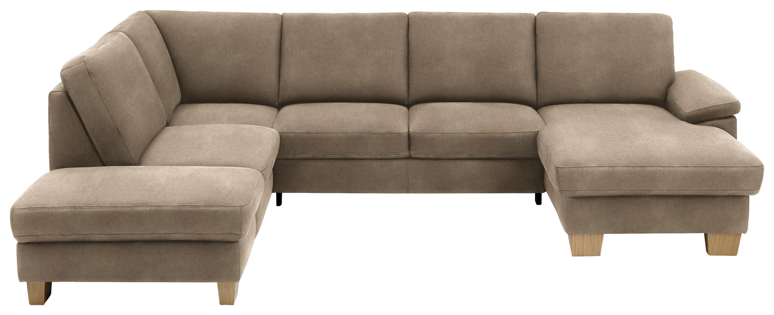 WOHNLANDSCHAFT in Velours Hellbraun  - Hellbraun/Eichefarben, Konventionell, Holz/Textil (235/316/167cm) - Beldomo System