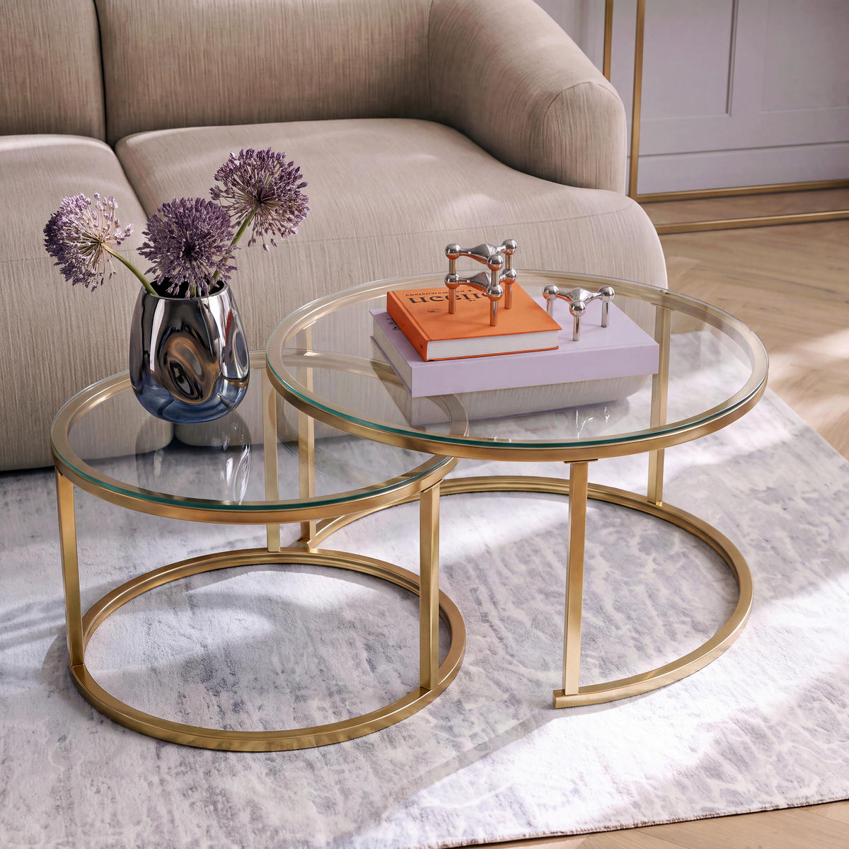 SET KLUB STOLIĆA višebojno, bijela, zlatne boje, prozirno  metal, staklo  - bijela/višebojno, Design, staklo/metal (50-70/50-70/38-45cm) - MID.YOU