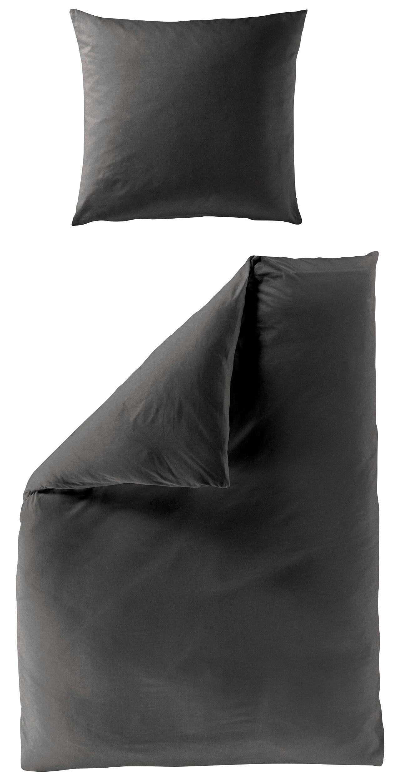 BETTWÄSCHE Makosatin 155/220 cm - Graphitfarben, KONVENTIONELL, Textil (155/220cm) - Bierbaum