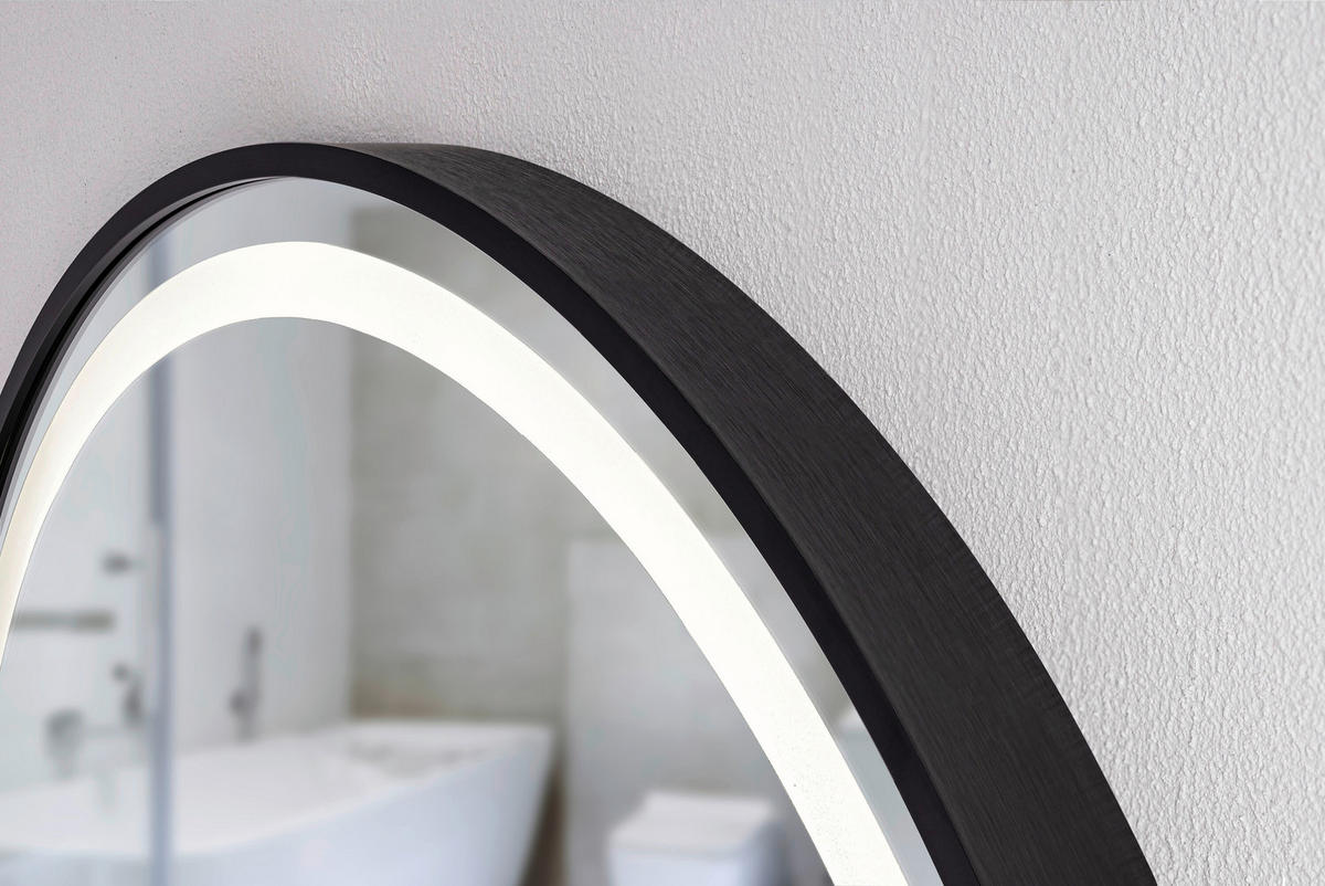 BADEZIMMERSPIEGEL 70/70/4 cm  - Schwarz, MODERN, Glas/Metall (70/70/4cm) - MID.YOU
