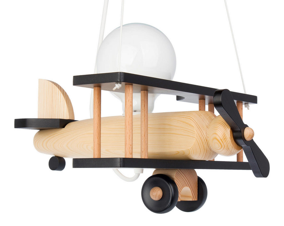 KINDERHÄNGELEUCHTE 29/31/75 cm   - Schwarz/Naturfarben, KONVENTIONELL, Holz (29/31/75cm)