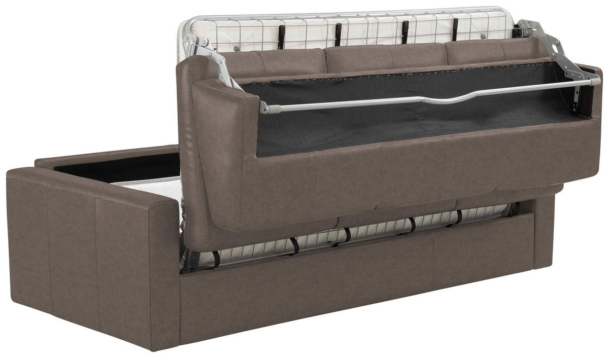 SCHLAFSOFA Bard in Echtleder Taupe  - Taupe/Schwarz, KONVENTIONELL, Leder/Kunststoff (206/81/96cm) - Novel