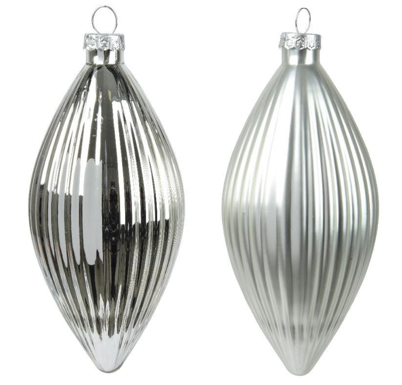 ORNAMENTE BRAD DE CRĂCIUN - argintiu, Basics, sticlă (6,00/6,00/13,00cm) - X-Mas