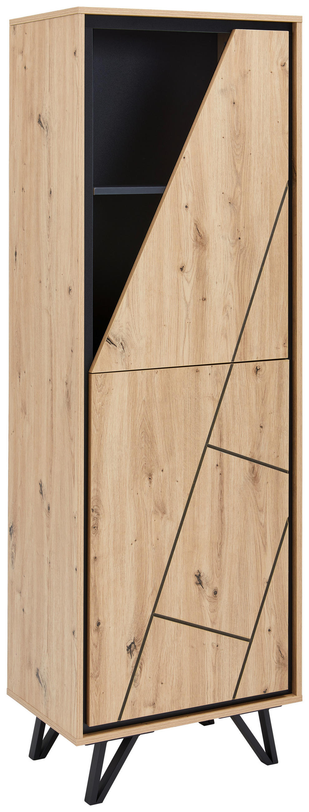 HIGHBOARD  in 60/180/40 cm  - Eichefarben/Schwarz, LIFESTYLE, Holzwerkstoff/Metall (60/180/40cm) - MID.YOU