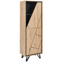 HÖG BYRÅ  i 60/180/40 cm  - svart/ekfärgad, Lifestyle, metall/trämaterial (60/180/40cm) - MID.YOU