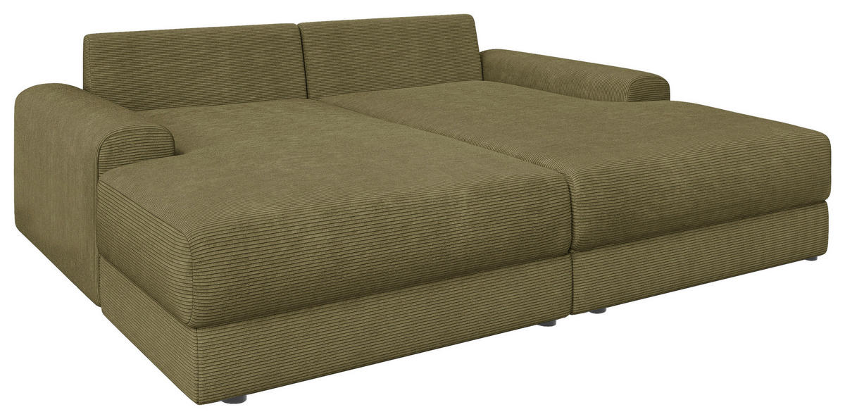 BIGSOFA Cord Olivgrün  - Schwarz/Olivgrün, MODERN, Kunststoff/Textil (234/93/190cm) - Carryhome