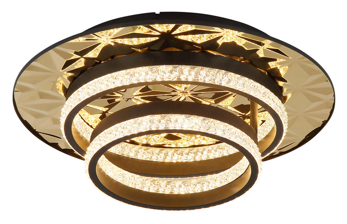 LED-DECKENLEUCHTE DELLA II 50,5/40/14 cm   - Klar/Goldfarben, Design, Kunststoff/Metall (50,5/40/14cm) - Globo