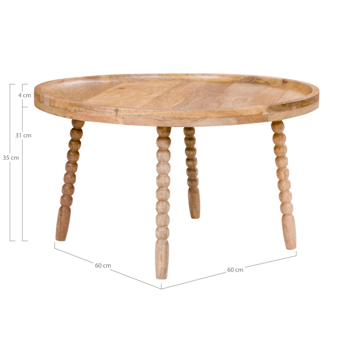 COUCHTISCH Jammu Mangoholz 60/60/35 cm rund Hellbraun  - Hellbraun/Naturfarben, Design, Holz (60/60/35cm) - MID.YOU