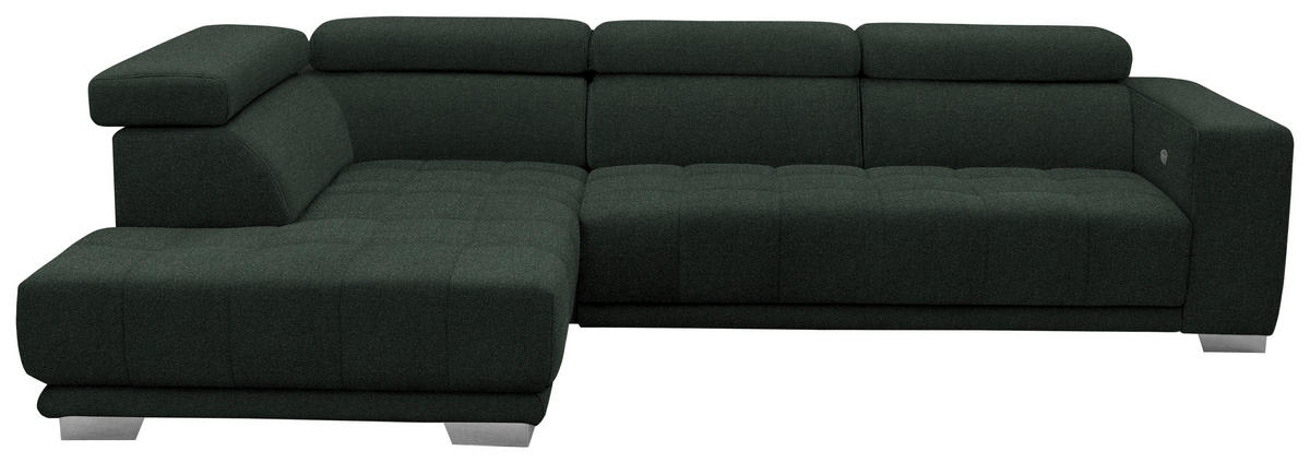 ECKSOFA in Chenille Schwarz  207/301 cm  - Chromfarben/Schwarz, Design, Textil (207/301cm) - Xora