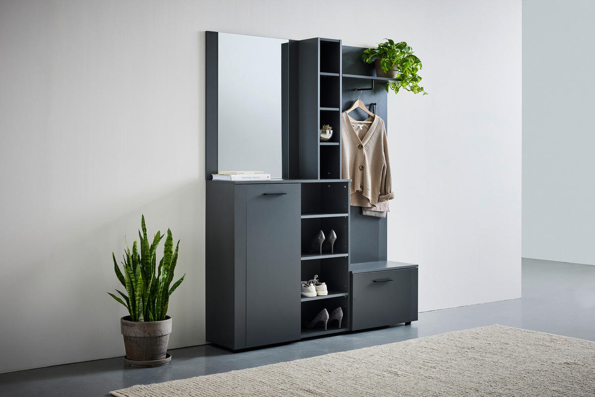 GARDEROBE 4-teilig  in 150/190/32 cm  - Anthrazit/Eiche Artisan, Design, Glas/Holzwerkstoff (150/190/32cm) - MID.YOU