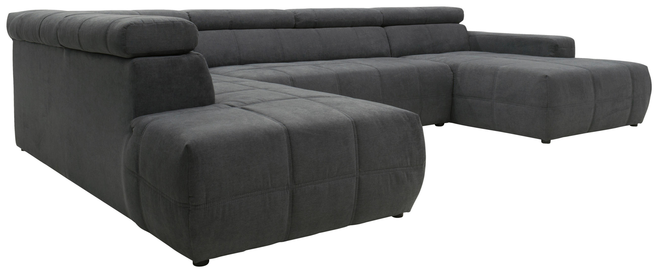 WOHNLANDSCHAFT Dunkelgrau Mikrofaser  - Dunkelgrau/Schwarz, Design, Kunststoff/Textil (228/359/175cm) - MID.YOU