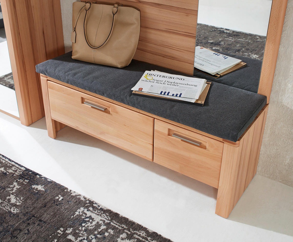 ŠATNÍ LAVICE, 120/48/40 cm - antracitová/barvy buku, Natur, kov/dřevo (120/48/40cm) - Linea Natura