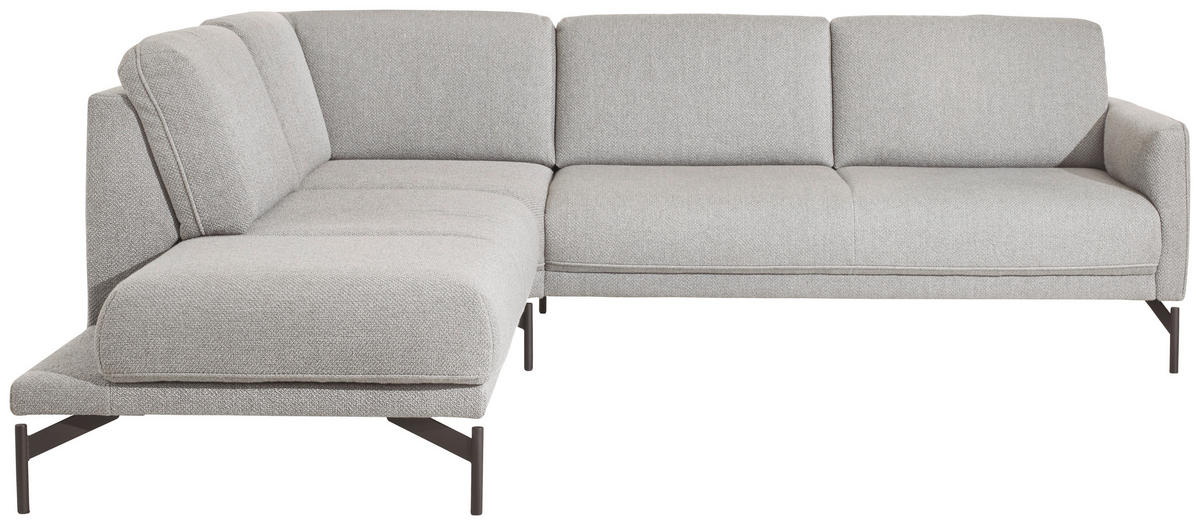 ECKSOFA in Flachgewebe Blaugrau  - Anthrazit/Blaugrau, Design, Textil/Metall (229/253cm) - Johann Jakob