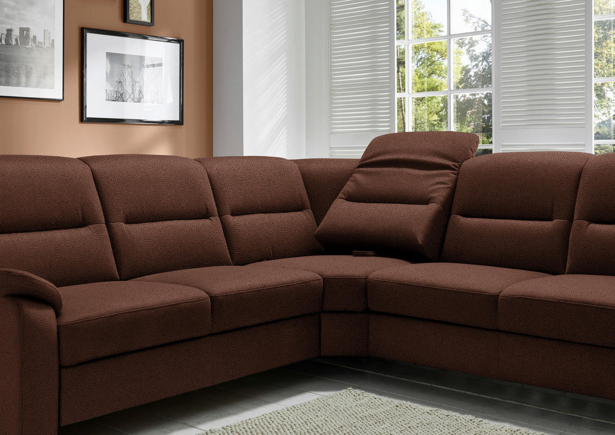 ECKSOFA in Mikrofaser Braun  - Schwarz/Braun, Konventionell, Holz/Textil (245/303cm) - Beldomo Comfort