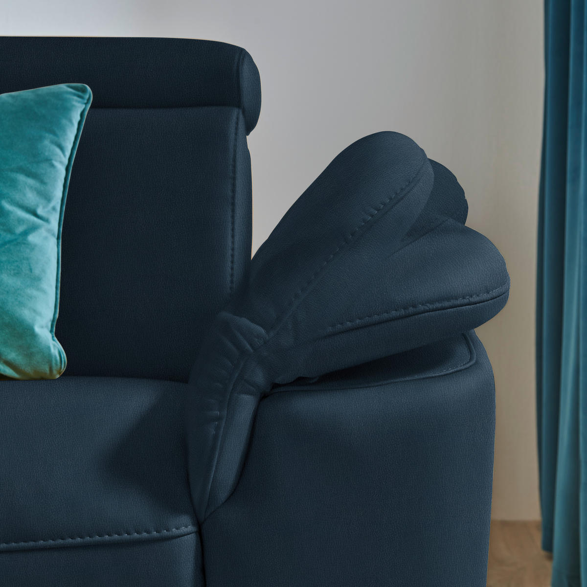ECKSOFA in Echtleder Dunkelblau  - Schwarz/Dunkelblau, Design, Leder/Metall (239/285cm) - Cantus