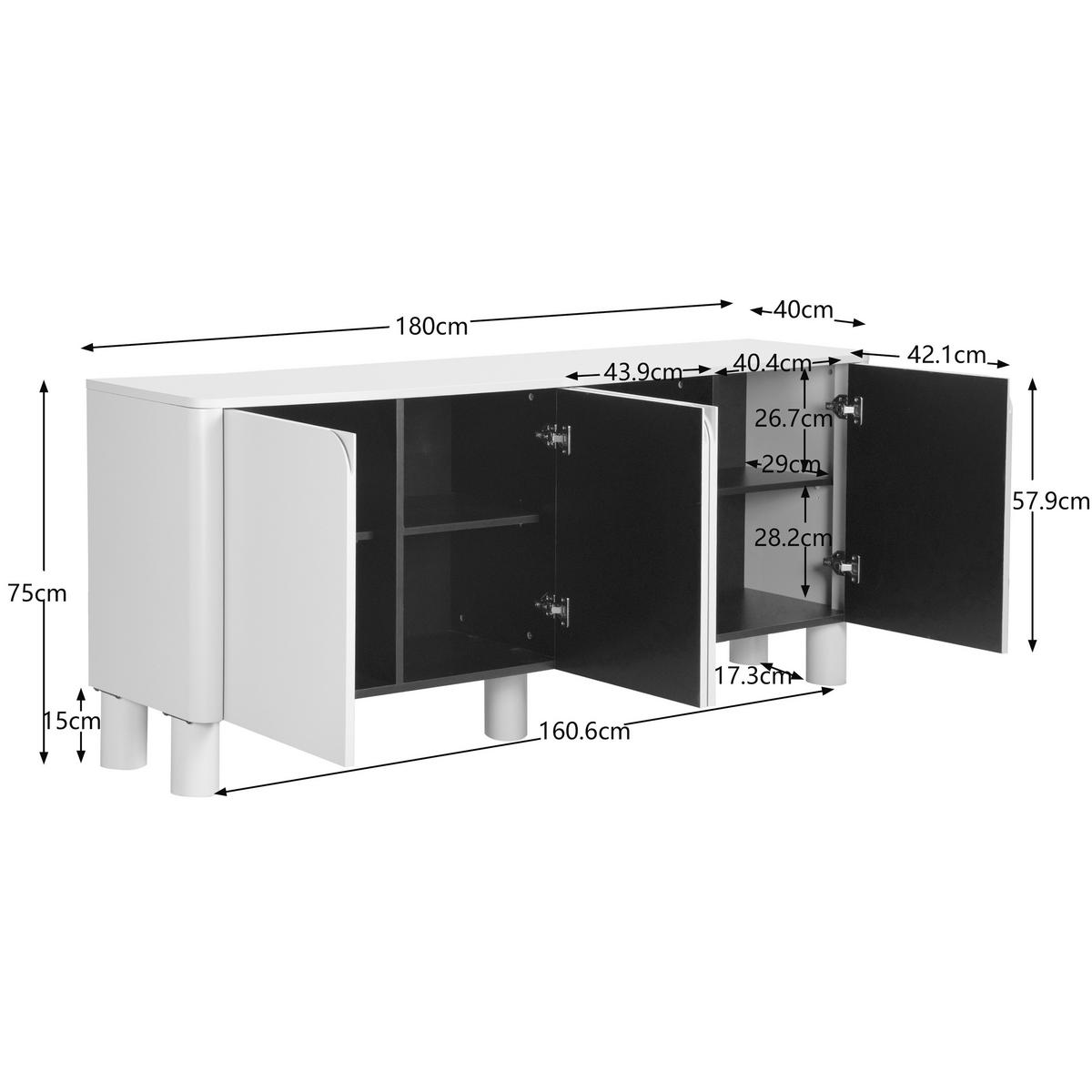 SIDEBOARD  180/75/40 cm  - Kaschmir, Trend, Holz/Holzwerkstoff (180/75/40cm) - Milino