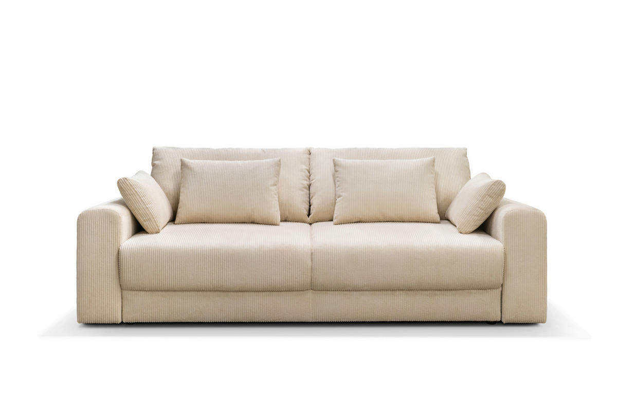 3-SITZER-SOFA MEGA Cord Beige  - Beige/Schwarz, Design, Textil (252cm) - MID.YOU