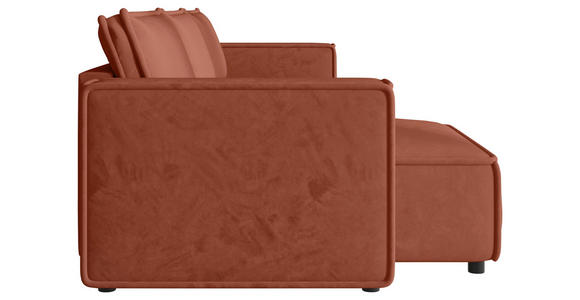 ECKSOFA Terracotta Webstoff Zierkissen, Rückenkissen, Rücken echt  - Terracotta/Schwarz, MODERN, Kunststoff/Textil (153/350cm) - Xora