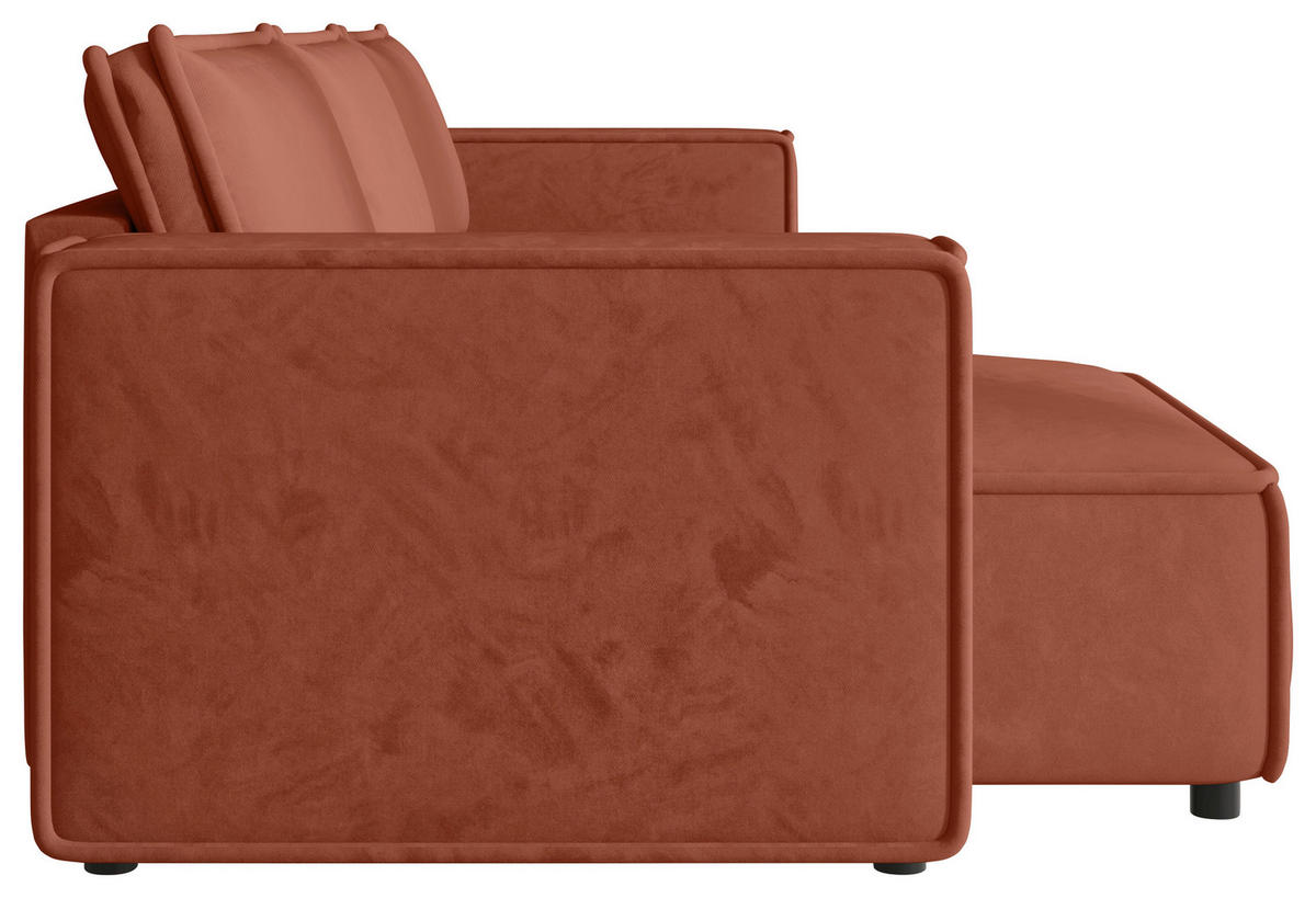 ECKSOFA Terracotta Webstoff Zierkissen, Rückenkissen, Rücken echt  - Terracotta/Schwarz, MODERN, Kunststoff/Textil (153/350cm) - Xora