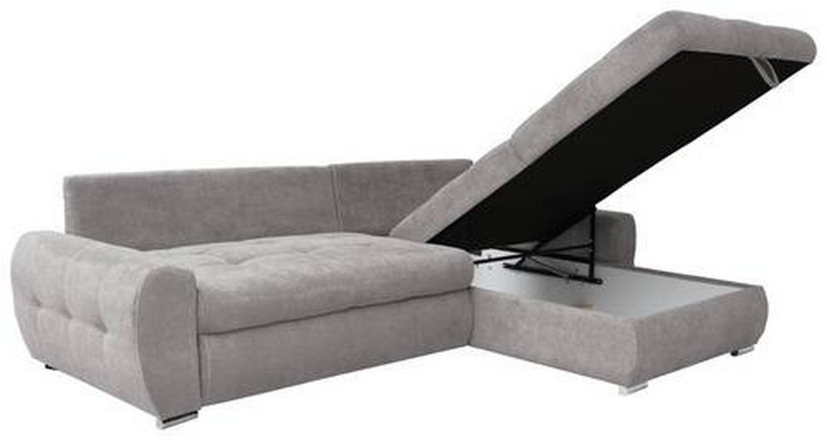 ECKSCHLAFSOFA Velours Fango  - Chromfarben/Fango, Design, Kunststoff/Textil (277/175cm) - Livetastic