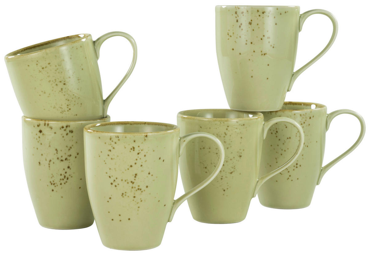 KAFFEEBECHERSET 6-teilig  - Salbeigrün, Trend, Keramik (300ml) - Creatable