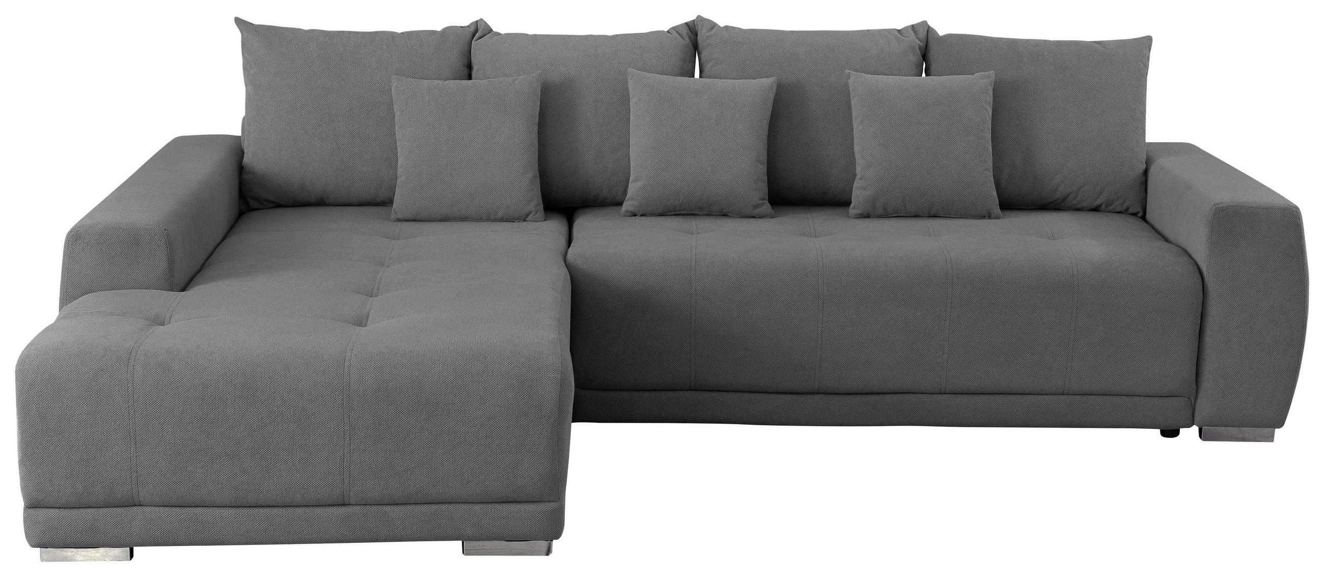 ECKSOFA in Flachgewebe Dunkelgrau  204/280 cm  - Dunkelgrau/Silberfarben, Design, Kunststoff/Textil (204/280cm) - MID.YOU