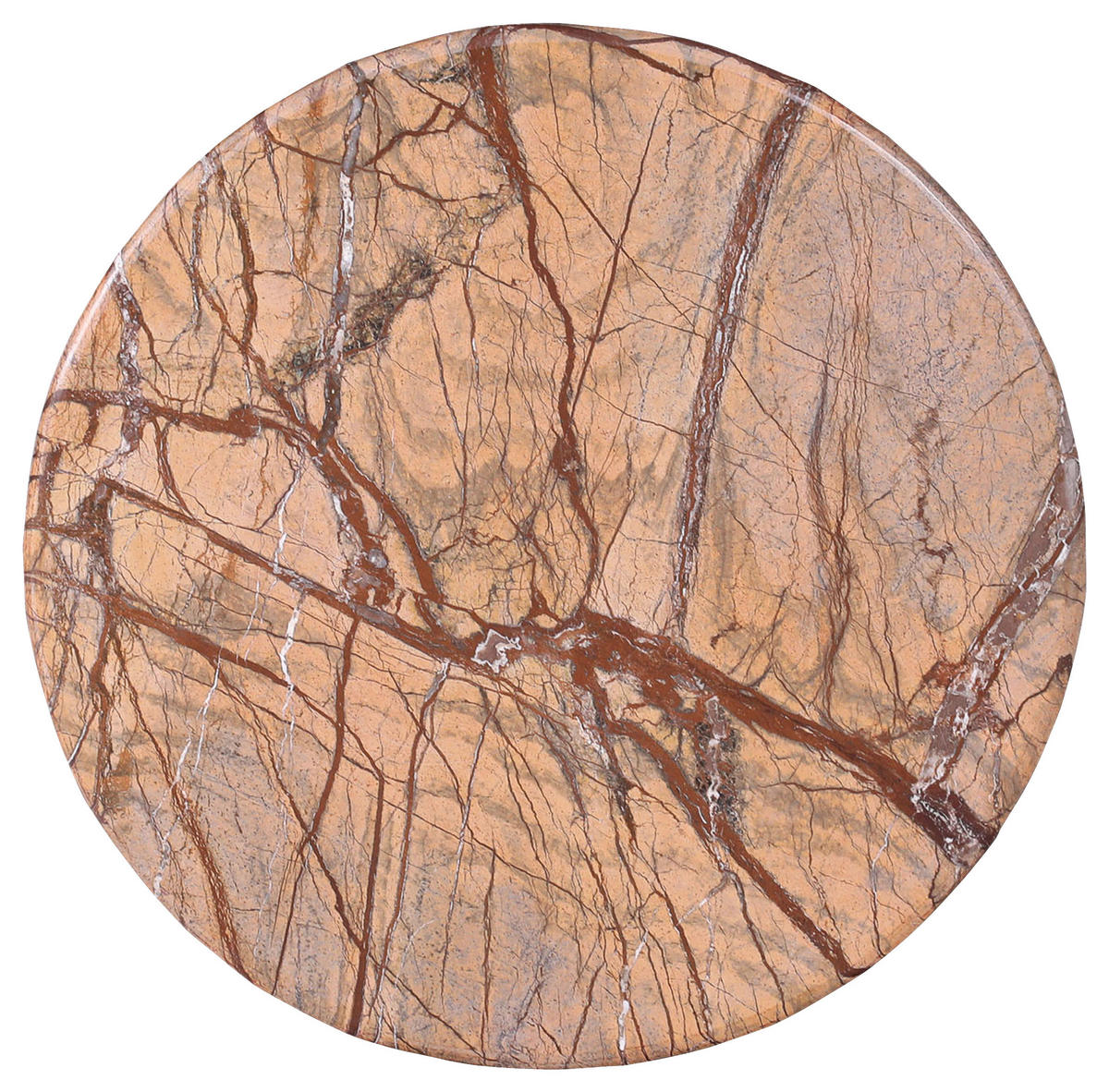 BEISTELLTISCH 53/53/60 cm Braun, Kupferfarben rund  - Braun/Kupferfarben, Design, Stein/Metall (53/53/60cm)