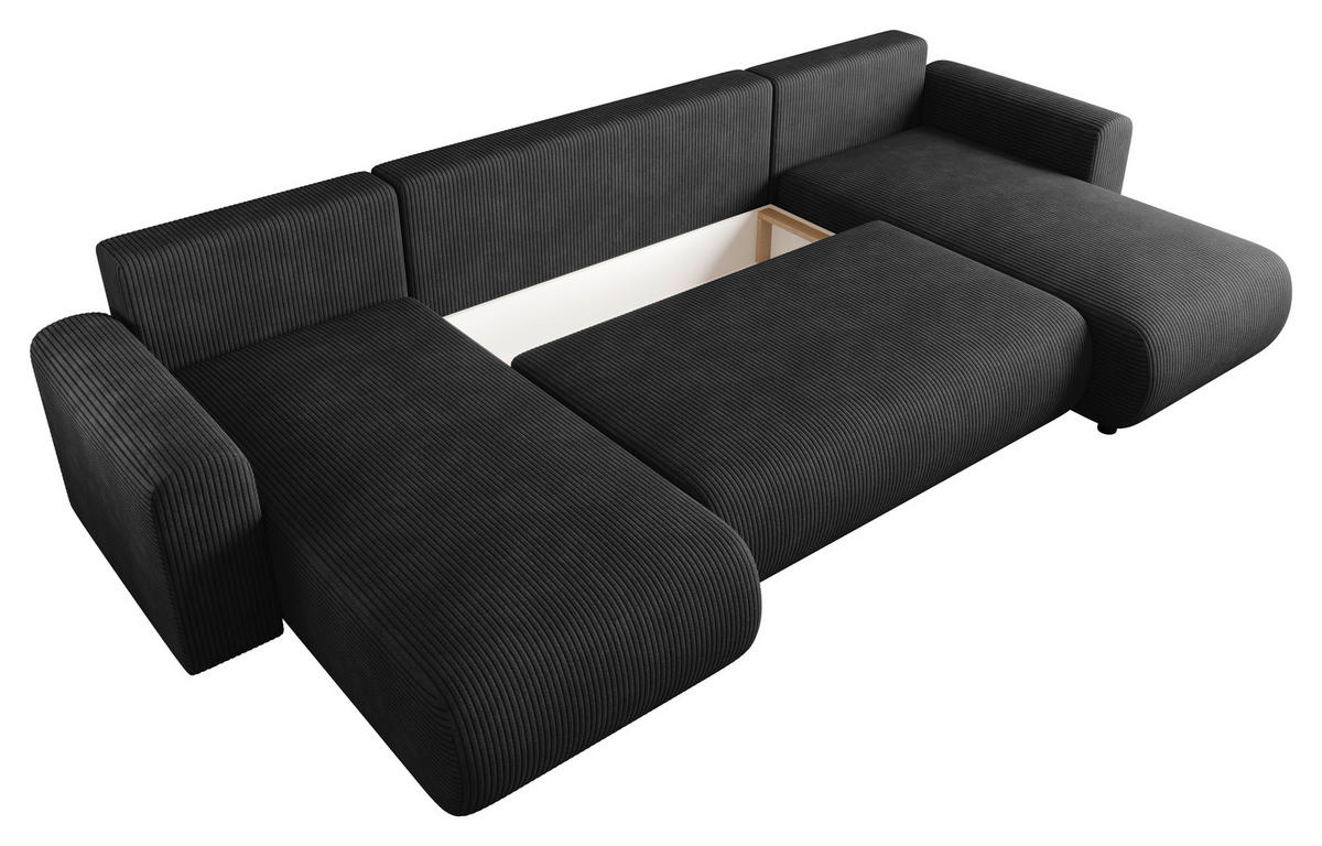 WOHNLANDSCHAFT Anthrazit Cord  - Anthrazit/Schwarz, KONVENTIONELL, Textil (152/318/152cm) - Xora