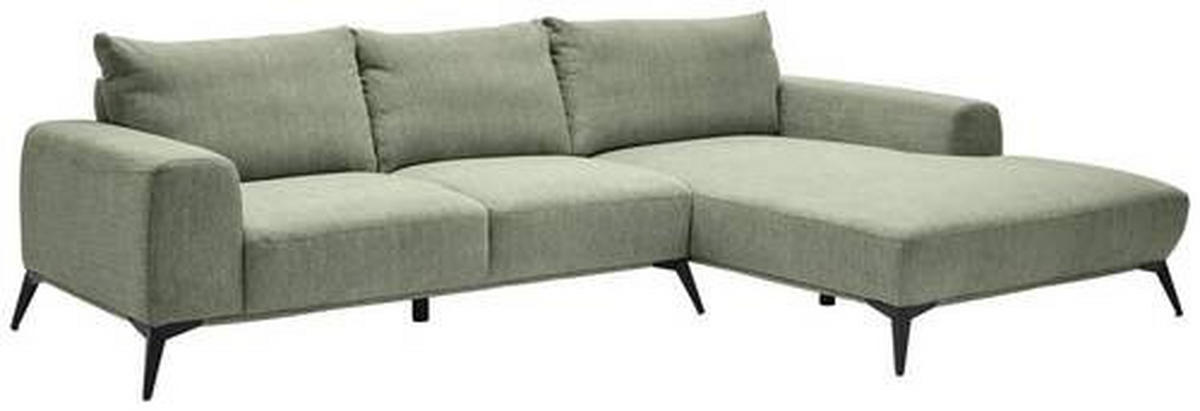 ECKSOFA in Webstoff Olivgrün  - Schwarz/Olivgrün, Design, Textil/Metall (298/187cm) - Stylife