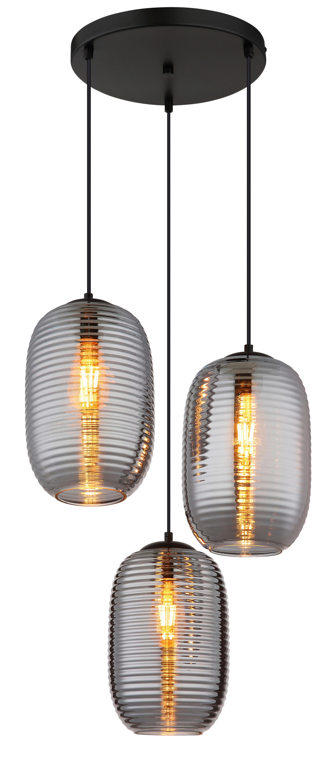 HÄNGELEUCHTE 47/120 cm    - Schwarz/Grau, Basics, Glas/Kunststoff (47/120cm) - Globo