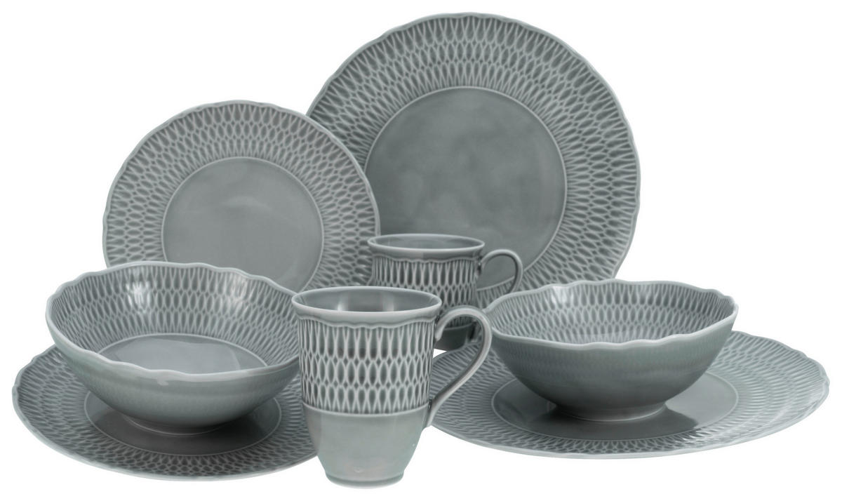 KOMBINOVANÝ SERVIS, 8-dielne, porcelán - sivá, Trend, keramika (39,5/43/37cm) - Creatable