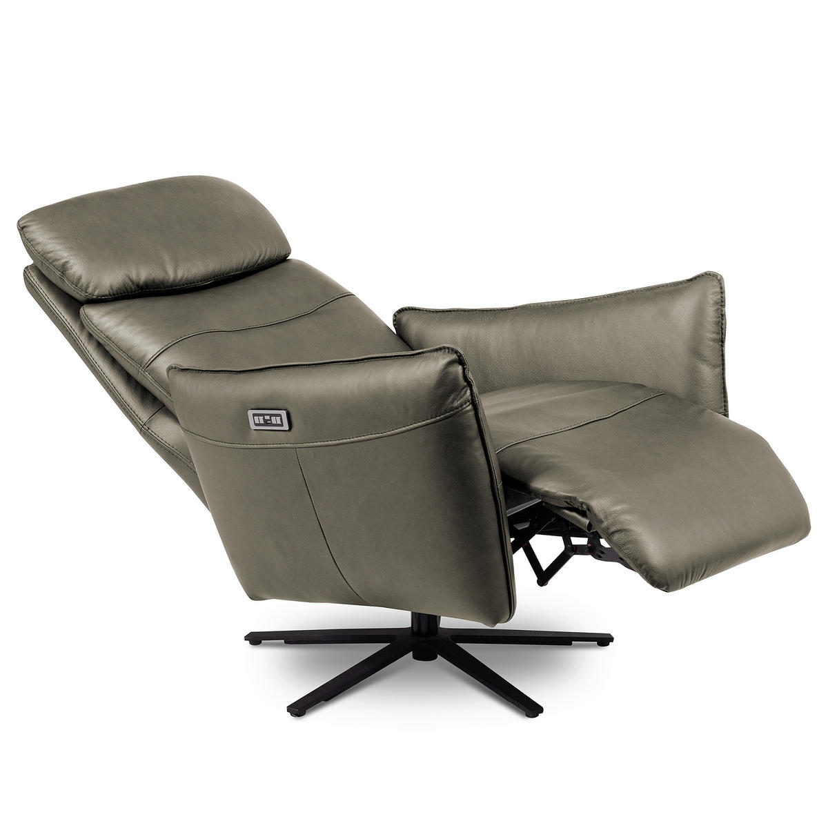 RELAXSESSEL in Leder Grau  - Schwarz/Grau, Design, Leder/Metall (77/107/88cm) - Livetastic