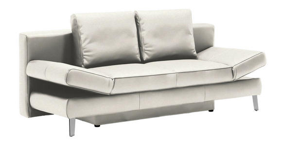 SCHLAFSOFA in Echtleder Weiß  - Chromfarben/Weiß, Design, Leder/Metall (200/85/90cm) - Novel