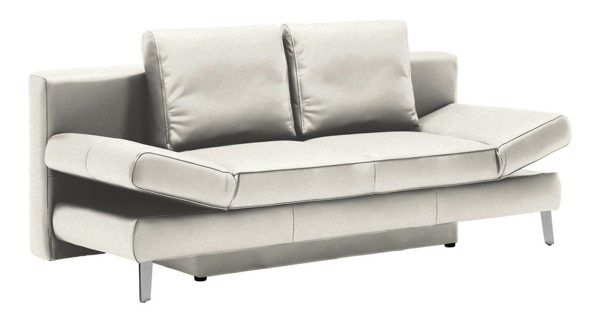 SCHLAFSOFA in Echtleder Weiss  - Chromfarben/Weiss, Design, Leder/Metall (200/85/90cm) - Novel