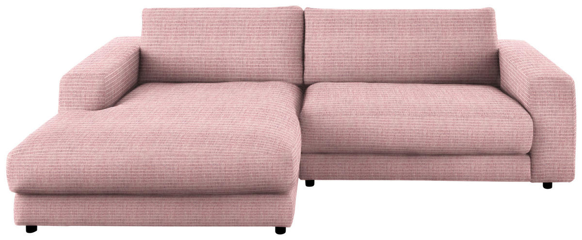 ECKSOFA  in Chenille Rosa  190/270 cm  - Schwarz/Rosa, Design, Kunststoff/Textil (190/270cm) - Lomoco